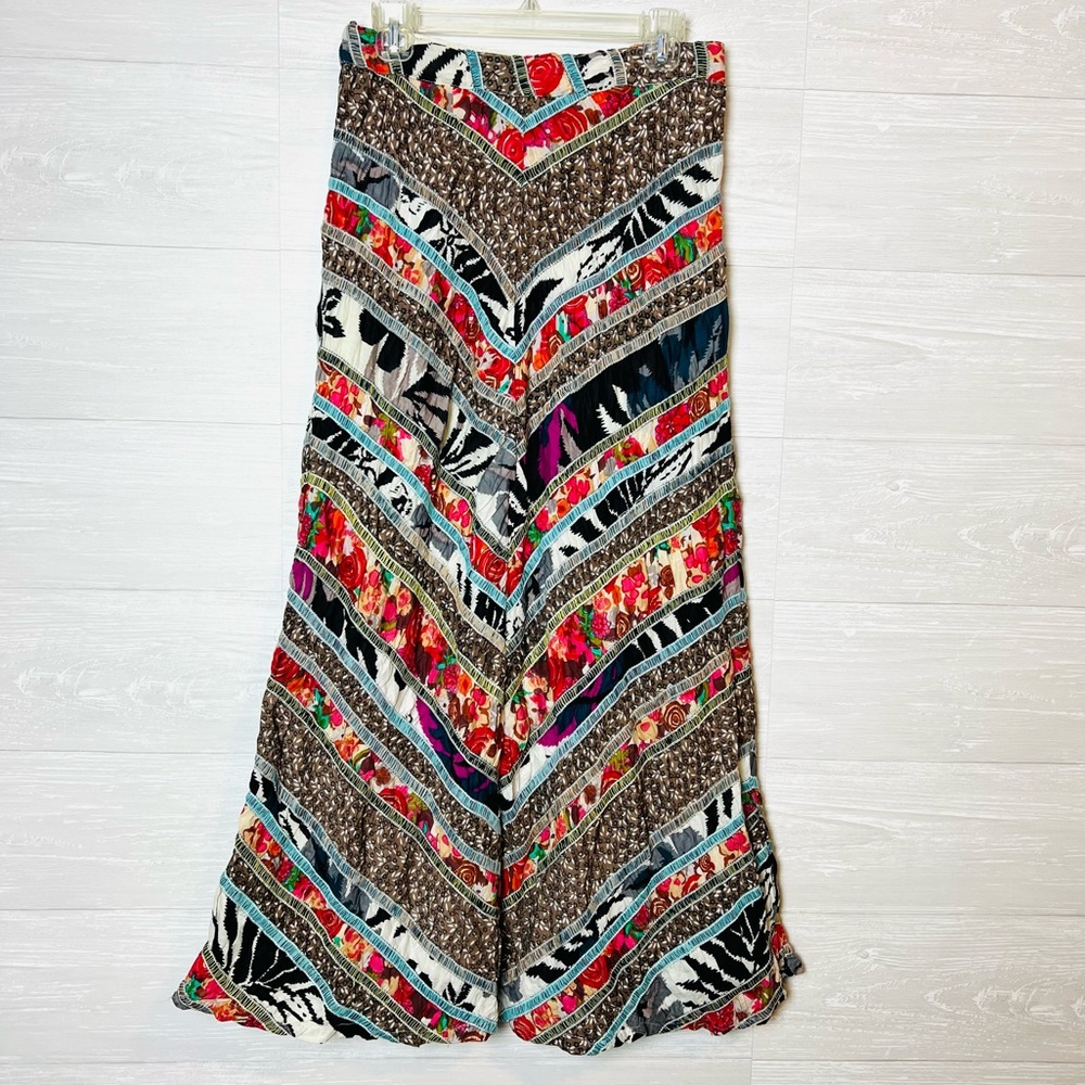 Free People Multi-Color Dark Nature Boho Patchwork Maxi Skirt Size 4